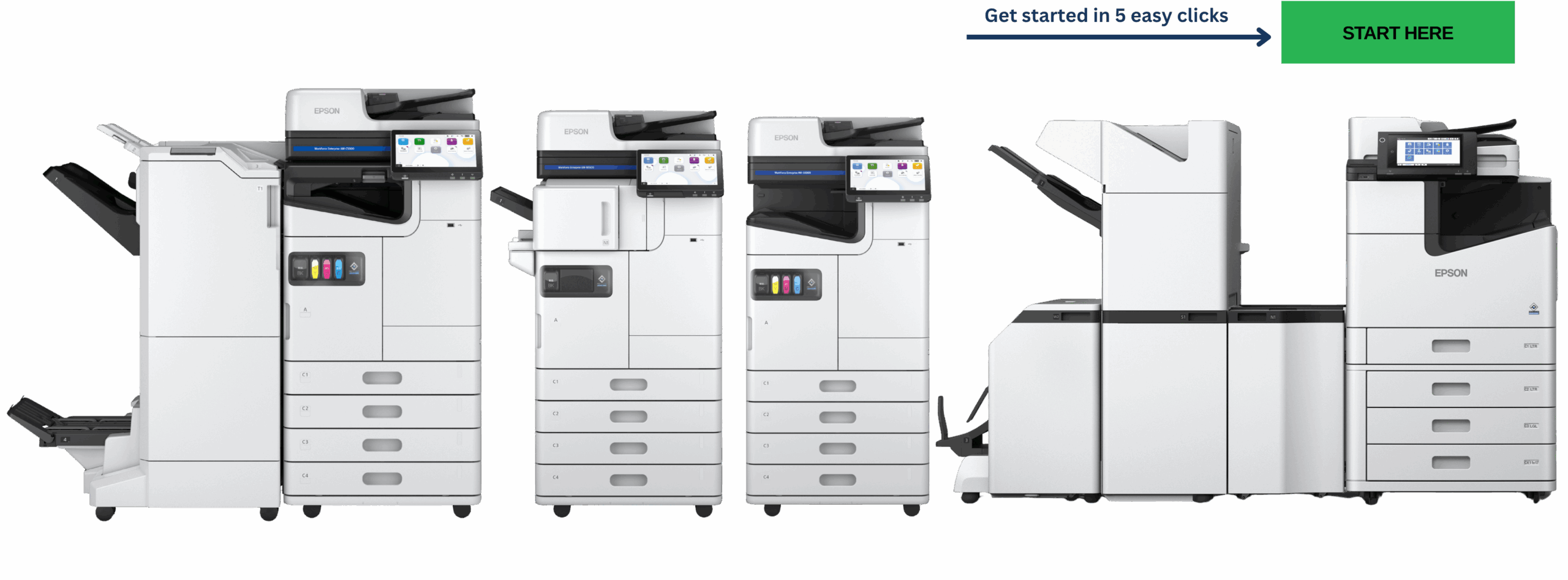 Office environment showcasing Epson copier available for lease.